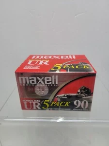 Confezione da 5--Maxell UR-90 5PK Cassette audio bias normali 90 minuti con custodie - Foto 1 di 1