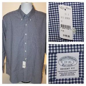 $109 Brooks Brothers 1818 Regent Button Shirt Mens 17 - 35 Gingham Stretch (XL) - Picture 1 of 8