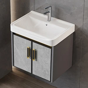 Wall Mounted Bathroom Vanity Cabinet Ceramic Sink Combo Drain with 2 Door - Picture 1 of 12