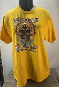 Camiseta 2014 Sturgis Hellrider Ride With The Devil XL calavera llameante doble cara - Imagen 1 de 8