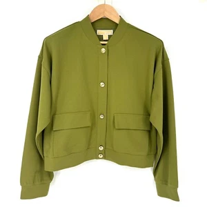 MICHAEL KORS Bomber Jacket Womens Size L Green Long Sleeve Lightweight NWT $135 - Picture 1 of 15