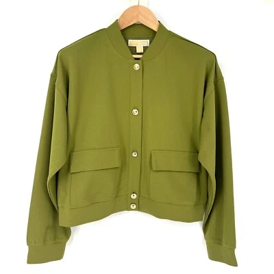 MICHAEL KORS Bomber Jacket Womens Size L Green Long Sleeve Lightweight NWT $135 - Image 1 of 4