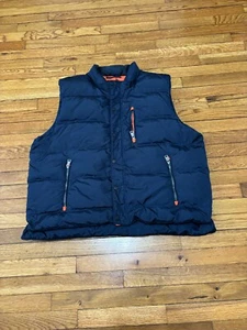 Orvis Mens Goose Down Puffer Vest Size 2XL Navy Blue Full Zip Insulated Outdoors - Picture 1 of 8
