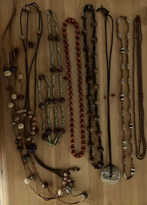 Wunderschönes Mode Schmuck-Set 8tlg Stein-PERLEN-Ketten Braun india Geschenk-Tip - Bild 1 von 4