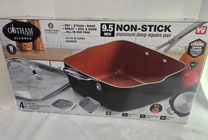 Gotham Diamond 9.5 inch Non Stick Aluminum Deep Square Pan 4 piece set Fry Bake - Picture 1 of 9
