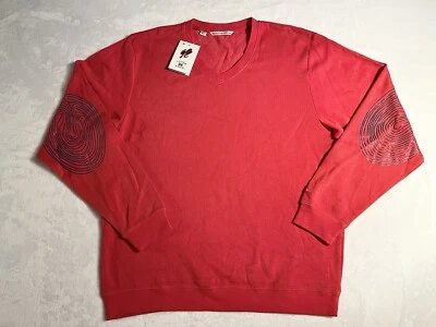 Cutter & Buck Sweater Mens L Red Long Sleeve V Neck With Design On Elbows NWT - Image 1 of 4