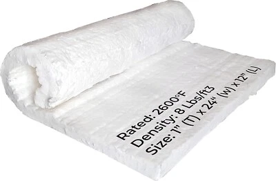 SIMOND STORE Ceramic Fiber Blanket - Density-8LB 2600F - 1"X24"X12" High Temperature