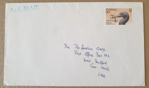 Tuvalu Air Mail Leter to West Hartford #8660 Cover