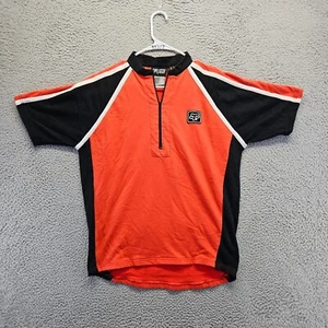 Fox Racing Cycling Jersey Shirt Mens Size XL Orange Black 1/4 Zip Short Sleeve - Picture 1 of 8