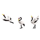  3 PCS Lifelike Red-crowned Crane Car Accessory Birds Wildlife Miniature Animal