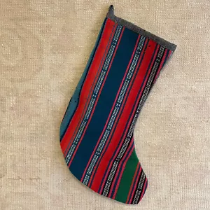 Kilim Christmas Stocking Embroidered Christmas Stocking Vintage Christmas Decor - Picture 1 of 3
