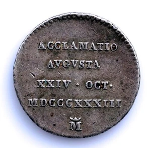 SC-Spain-Isabel II. 1/2 Real "Proclamation" 1833 Madrid. EBC-/XF- Silver 1.55 g. - Picture 1 of 2