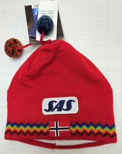 BNWT SWIX Vintage Ski Hat SAS Sponsor 1989-99 Cap Beanie Winter Sports One Size - Picture 1 of 8