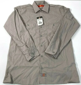 NWT MENS DICKIES LONG SLEEVE INDUSTRIAL WORK SHIRT LL535 GREY SMALL - Picture 1 of 2