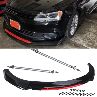 For Volkswagen EOS 07-16 Front Bumper Lip Spoiler Splitter Body Kit Black+ Red Foto 1 de 4