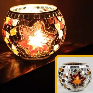 1PC Moroccan Mosaic Glass Candlestick Votive Candle Holder Tea Light Candelab GS - Picture 1 of 7