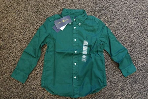 New Ralph Lauren Boy's Long Sleeve Button Down Shirt - Size 4 / 4T - Green - Picture 1 of 3