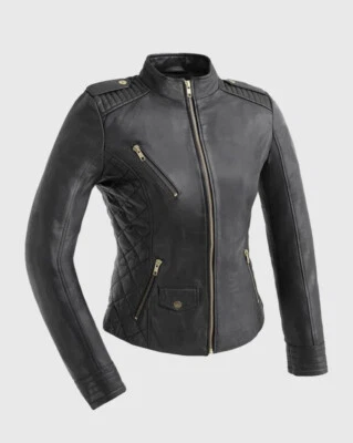 WHET BLU WOMEN'S MADELIN BLACK LEATHER FASHION JACKET - Image 1 of 3