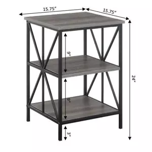 Convenience Concepts End Table 24" H X 15.75" W, Square Weathered Gray/Black - Picture 1 of 6