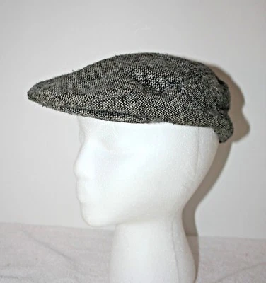 VTG Wool Tweed Newsboy Cabby Hat Cap  Size  7-7 1/8  EUC  Black / White - Image 1 of 4