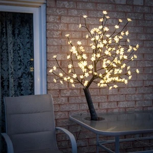 4Ft Cherry Blossom Tree LED Floral Lights Tree Lamp Christmas Decor In/Outdoor - Picture 1 of 5