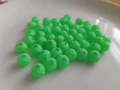 Job Lot Of 50 Pieces Glass Faceted Neon Green Rubber Coat Rondelle Beads 10x8mm  - Image 1 of 3