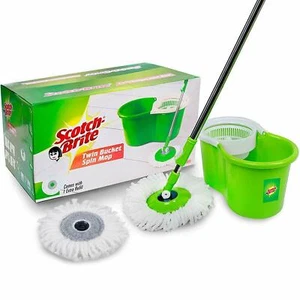 Scotch-Brite 2-in-1 Bucket Spin Mop (Green, 1 extra Refill ) - Picture 1 of 8