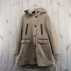 Spiewak Coat Medium Women Beige Brown Mid Length Button Zip Hood Insulated