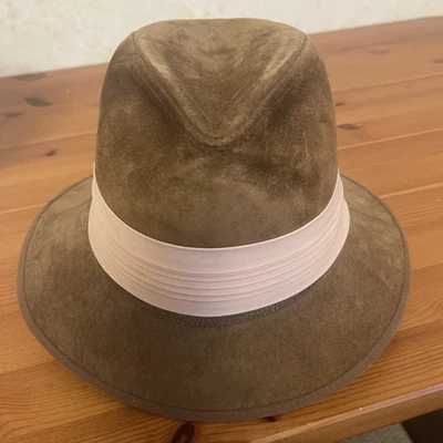VTG 1960'S Men's Kangol BROWN Suede Fedora Hat Cap SIZE SMALL-PROVIDENCE TOPPERS - Image 1 of 4