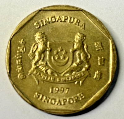 1997 SINGAPORE DOLLAR - Excellent Coin - FREE SHIP - Image 1 of 2