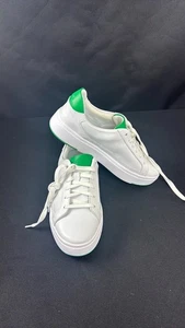 Kizik Vegas Shoes Mens Size 7 Wide White Green Leather Casual Preppy HandsFree - Picture 1 of 12