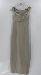 Vintage Odessa Säulenkleid Damen 4 beige 90er Satin ärmellos Empire Taille - Bild 1 von 23