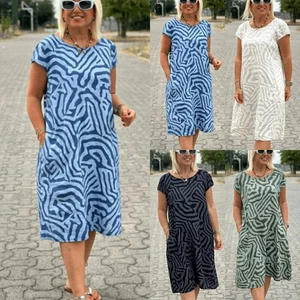 Women's Holiday Printed Long Dress Pockets Casual Loose Summer Dresses PLUS SIZE - Picture 1 of 12