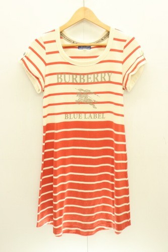 Abito donna Burberry Blue Label logo 38 arancione avorio a righe