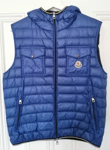 Moncler Gers Hooded Gilet Vest in Blue - Size 2 / Medium - Rare - Ex Cond - Picture 1 of 11