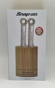 Snap On Stainless Steel 6 Piece Knife Set W/ Wood Block 9” Box Wrench Styled NEW - Picture 1 of 3