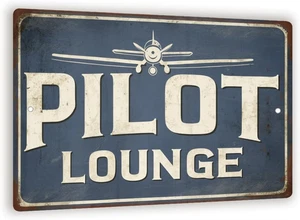 Vintage "Pilot Lounge" Blechschild - rustikales Flugzeug Wanddekor - 8" x 12" Aviatio - Bild 1 von 6