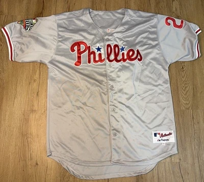 Camiseta Majestic Auténtica Philadelphia Phillies Chase Utley Serie Mundial 2008 50 Foto 1 de 4