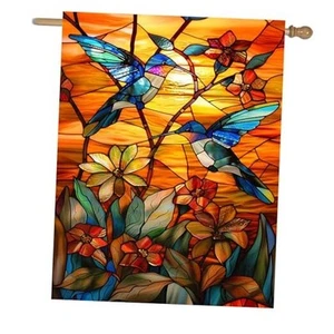Stained Glass Hummingbird Garden Flag Spring Summer House Flag glasshummingbird - Picture 1 of 8