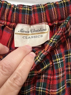 VTG Marisa Christina Classics Medium Pleated Red Plaid Skirt Elastic Rayon/Wool - Image 1 of 2