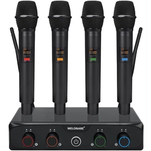 4-Channel Wireless Microphone System, UHF Compact Cordless Mic Set w/ 4x10 Fr... - Picture 1 of 9