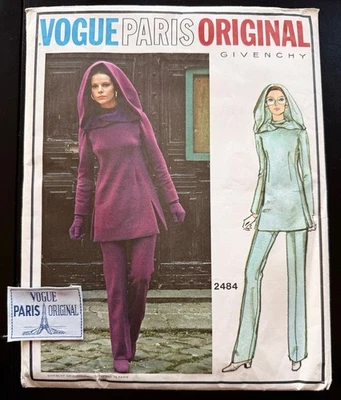 New 1970's Vogue 2484 Paris Original Pattern by Givenchy Tunic Pants w/ Label 16 - Image 1 of 4