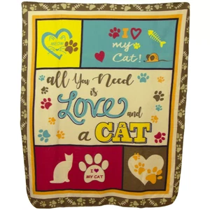 "All You Need Is Love And A Cat" Soft Fleece Throw Blanket 60" x 50" - Picture 1 of 3