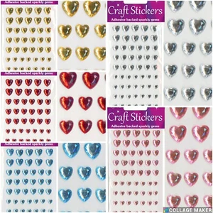Eleganza DIAMANTE HEART - Adhesive backed Craft Stickers - 6mm-10mm - 5 colours - Picture 1 of 6