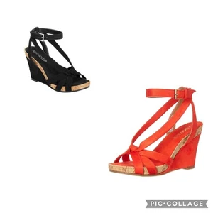 Aerosols fashion plush wedge heel sandals black, orange SO CUTE! brand new - Picture 1 of 13