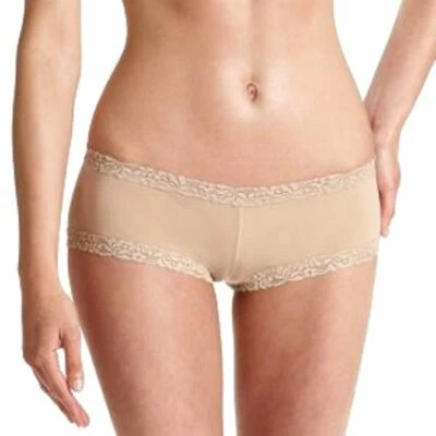 A231 Natori NEW156001 Suntan Women's Sleek Soft Body Doubles Girl Lace Hipster L - Image 1 of 3