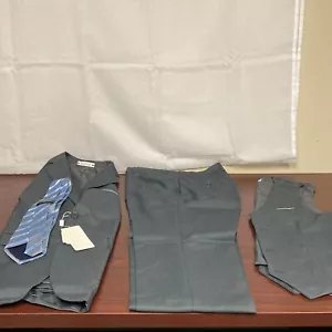 Wehilion Mens Dark Gray Two Button Blazer 3 Pieces Tuxedo Suit Set Size M - Picture 1 of 10