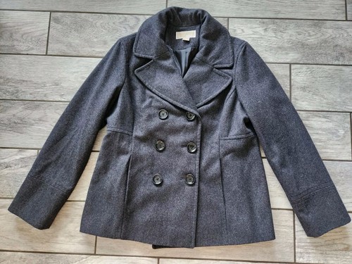 Cappotto MICHAEL Michael Kors antracite doppiopetto misto lana pea grande grigio NUOVO