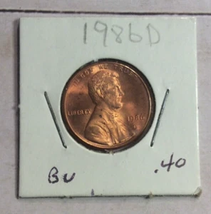 1986 D Lincoln Memorial Penny One Cent Coin Exact Coin Pictured - Picture 1 of 3