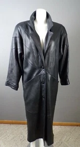 Vintage Mid Western Sport Togs Deerskin Leather Long Coat Black Womens 34/10 USA - Imagen 1 de 12